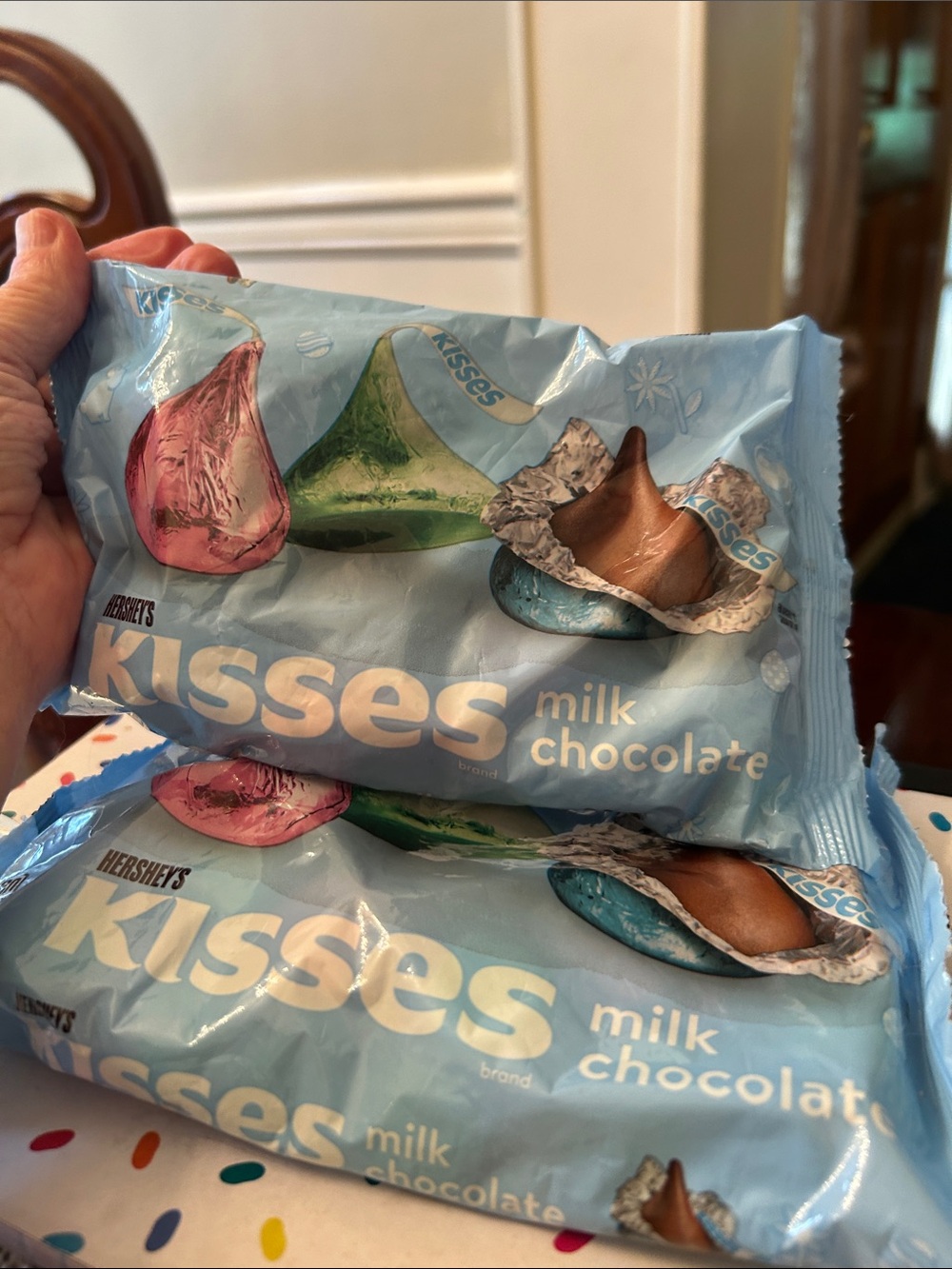 Hershey's Kisses Milk Chocolate Bag - Light Blue 10 oz wrapped kisses 2 new bags